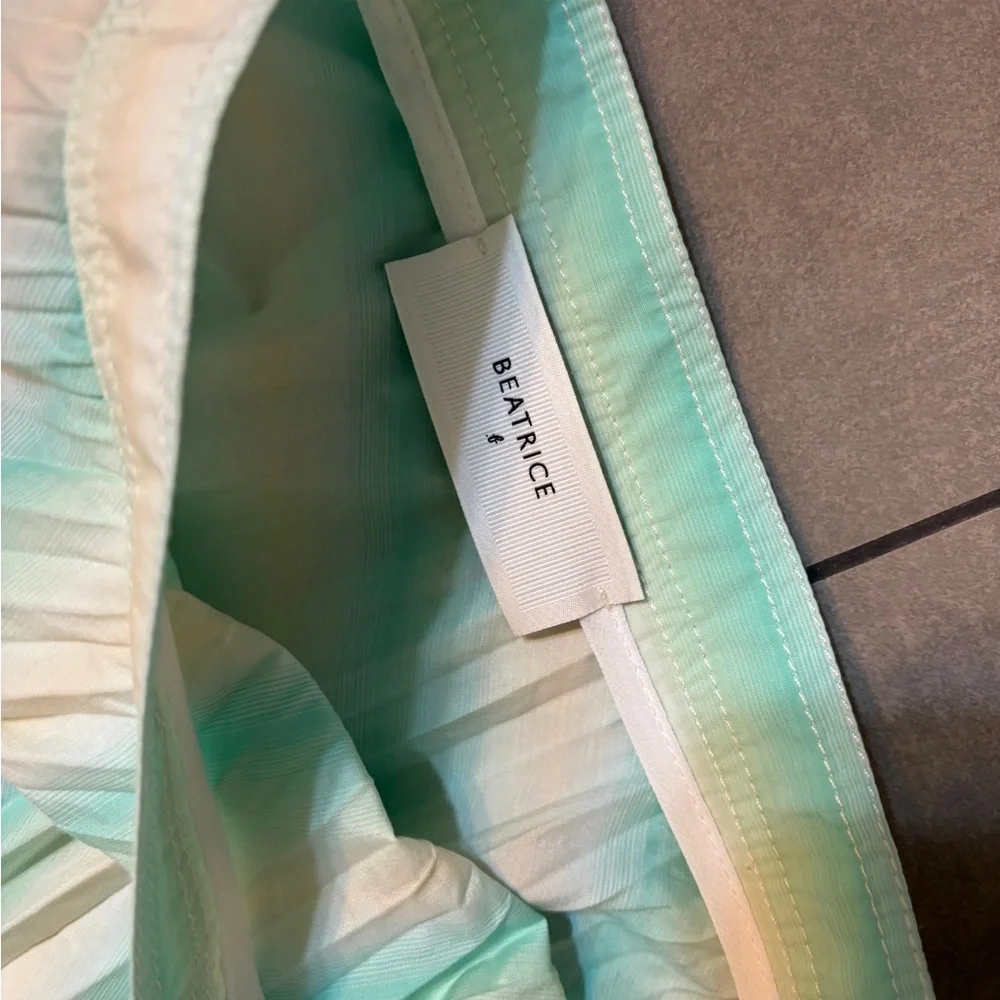 Beatrice B women’s Striped Mint Green pleated Maxi Skirt with side zipper - Picture 4 of 4